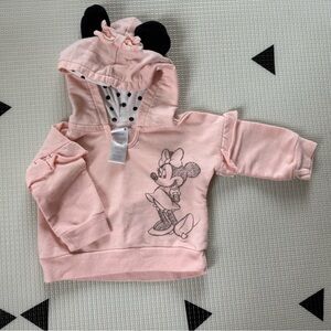 Disney Baby|Baby girl light pink hoodie sweater ft. Minnie Mouse ears,polka dot•
